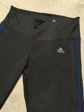 adidas Black Leggings with Navy Side Stripes